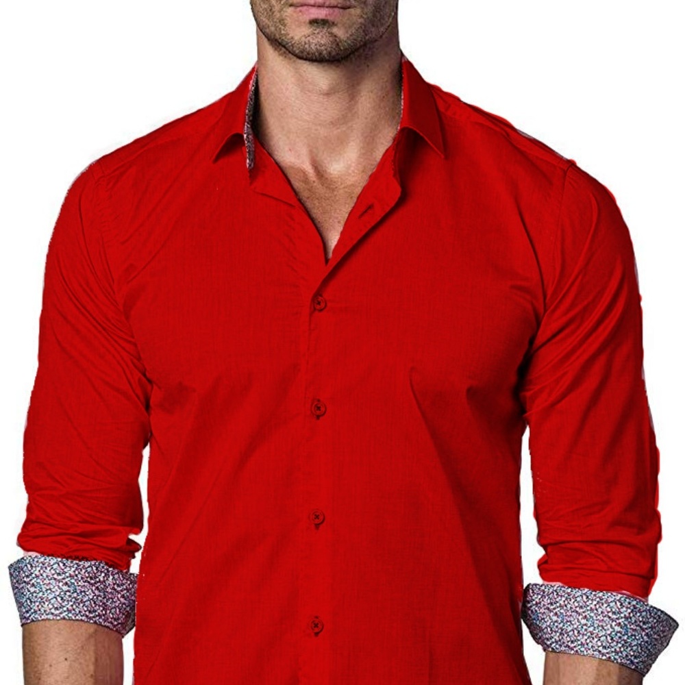 Jared Lang Red Mens Long Sleeve Shirt